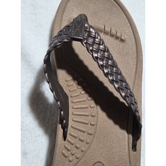 Okabashi Baha Bronze Braided Strap Flip Flops Size M / L  Arch Support Comfort - Picture 9 of 9